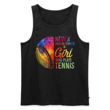 Raquette de joueur de tennis drôle - Débardeur bio Premium Homme - noir - Devant - Michal (187cm)