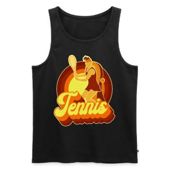 Funny Tennis Player Racket Retro - Männer Premium Bio Tank Top - Schwarz - Vorne - Michal (187cm)
