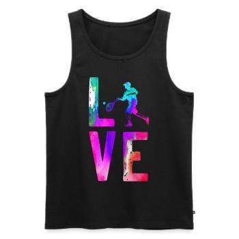 Funny Tennis Player Racket - Männer Premium Bio Tank Top - Schwarz - Vorne - AI Model Male 178 light (178cm)