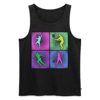 Funny Tennis Player Racket 80s 90 - Männer Premium Bio Tank Top - Schwarz - Vorne - Michal (187cm)