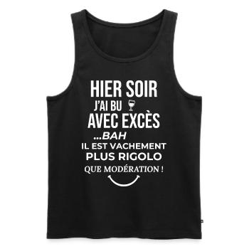 cadeau homme femme humour drole alcool soiree fete - Débardeur bio Premium Homme - noir - Devant - AI Model Male 178 light (178cm)