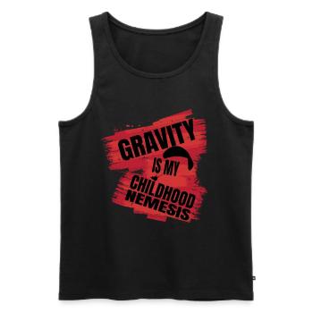 La gravité est mon ennemi juré d’enfance – Le plaisir du parapente - Débardeur bio Premium Homme - noir - Devant - AI Model Male 178 light (178cm)