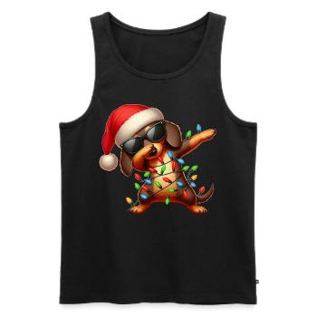 Polka Dot Dachshund Sunglasses Cute Christmas - Men's Premium Organic Tank Top - black - Front - AI Model Male 178 light (178cm)
