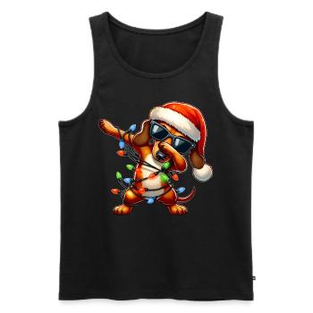 Polka Dot Dachshund Sunglasses Cute Christmas - Men's Premium Organic Tank Top - black - Front - Michal (187cm)