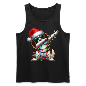 Polka Dot English Springer Spaniel Dog Cute - Men's Premium Organic Tank Top - black - Front - Michal (187cm)
