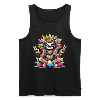 Hippie Sloth 70s 1970s 60s Party - Men's Premium Organic Tank Top - black - Front - Michal (187cm)