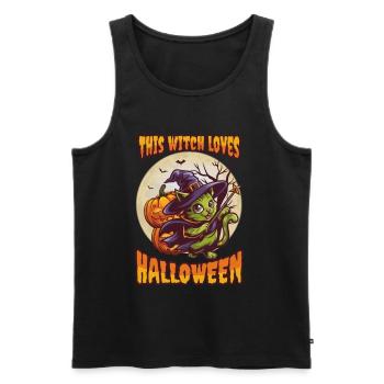 Cute Witch Cat Halloween Outfit Women - Men's Premium Organic Tank Top - black - Front - Michal (187cm)