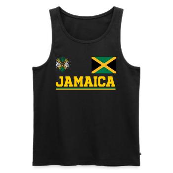 Jamaïque Jamaïque Rasta Raggea Drapeau Rastafari - Débardeur bio Premium Homme - noir - Devant - AI Model Male 178 light (178cm)