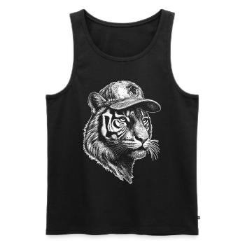 T-shirt Streetwear Tiger avec une touche sauvage - Débardeur bio Premium Homme - noir - Devant - Michal (187cm)