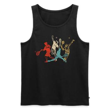 Funny Tennis Player Racket Retro - Männer Premium Bio Tank Top - Schwarz - Vorne - Michal (187cm)