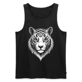 Chemise streetwear Tiger bande dessinée ludique - Débardeur bio Premium Homme - noir - Devant - Michal (187cm)
