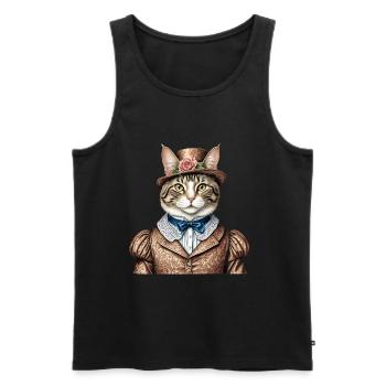 Chat aristocrate - Débardeur bio Premium Homme - noir - Devant - Michal (187cm)