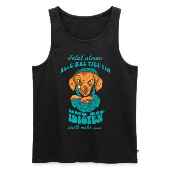 Now everyone takes a deep breath - Men's Premium Organic Tank Top - black - Front - AI Model Male 178 light (178cm)