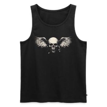 Crâne avec des ailes pour motards – look grunge - Débardeur bio Premium Homme - noir - Devant - AI Model Male 178 light (178cm)