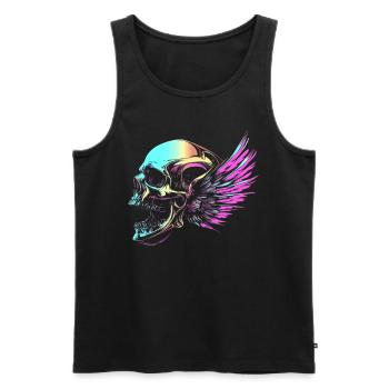Skull with wings for bikers – colorful retro look - Men's Premium Organic Tank Top - black - Front - Michal (187cm)