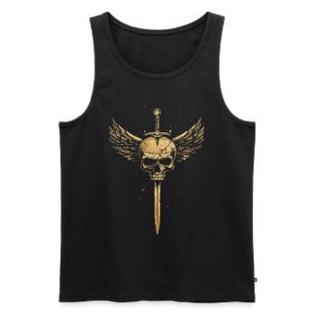 Skull with Wings for Bikers – Sword Design - Men's Premium Organic Tank Top - black - Front - Michal (187cm)