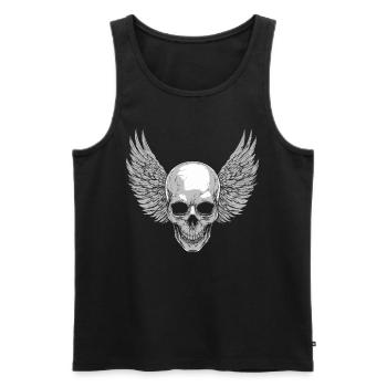 Skull with wings for bikers – rich in detail - Men's Premium Organic Tank Top - black - Front - Michal (187cm)