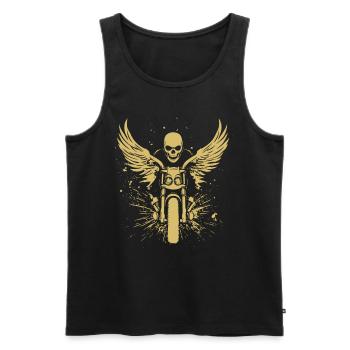 Skull with wings for bikers – motorcycle look - Men's Premium Organic Tank Top - black - Front - AI Model Male 178 light (178cm)