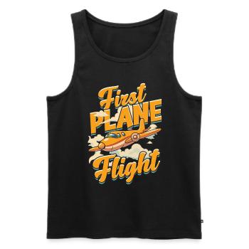 Premier vol Vol en avion - Débardeur bio Premium Homme - noir - Devant - Michal (187cm)