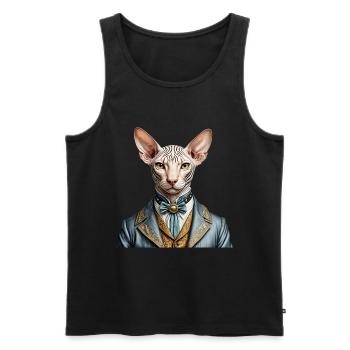 Elegante Sphynx - Männer Premium Bio Tank Top - Schwarz - Vorne - Michal (187cm)