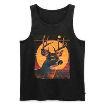 Retro 80s Neon Cool Deer Animal Vintage Reindeer - Men's Premium Organic Tank Top - black - Front - AI Model Male 178 light (178cm)