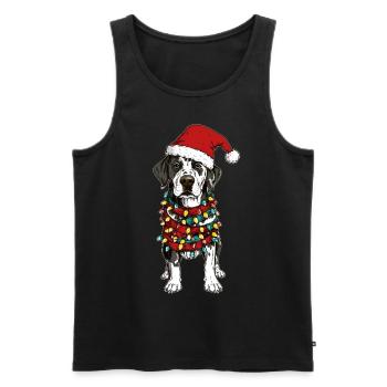 Chapeau de Noël Dalmatien Noël - Débardeur bio Premium Homme - noir - Devant - AI Model Male 178 light (178cm)