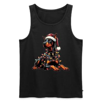 Doberman Dog Christmas Hat Xmas - Men's Premium Organic Tank Top - black - Front - Michal (187cm)