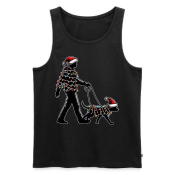 Dog Sitter Dog Walker Dog Sitter Chapeau de Père Noël - Débardeur bio Premium Homme - noir - Devant - AI Model Male 178 light (178cm)