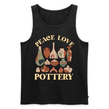 Pottery Ceramics Artist Girl Peace - Men's Premium Organic Tank Top - black - Front - Michal (187cm)