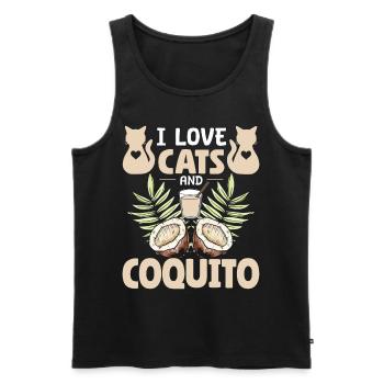 Ich liebe Katzen und Coquito – Tierliebe & Genuss - Männer Premium Bio Tank Top - Schwarz - Vorne - Michal (187cm)