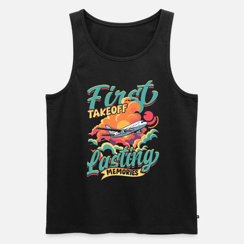 Erster Flug Flugzeugflug - Männer Premium Bio Tank Top - Schwarz