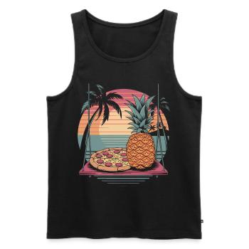 Lustiger Sarkasmus Meme Hawaiianische Pizza Ananas Sonnenuntergang - Männer Premium Bio Tank Top - Schwarz - Vorne - Michal (187cm)