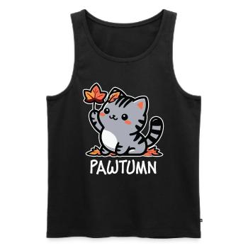 Pawtumn – Süßes Herbstkatzen Outfit - Männer Premium Bio Tank Top - Schwarz - Vorne - AI Model Male 178 light (178cm)
