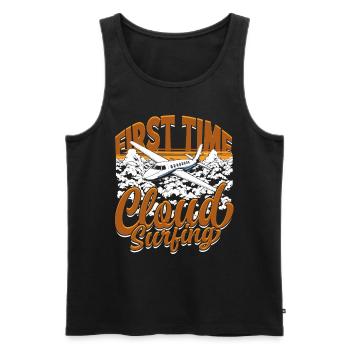 First Solo Flight Pilot First Time Cloud Surfing - Men's Premium Organic Tank Top - black - Front - AI Model Male 178 light (178cm)