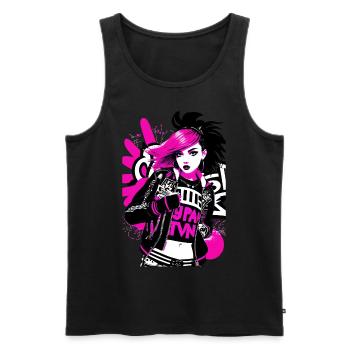 Urban Punk Straßenkunst mit neonpinken Akzenten - Männer Premium Bio Tank Top - Schwarz - Vorne - AI Model Male 178 light (178cm)