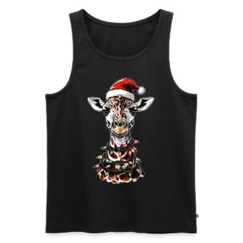 Chapeau de Noël Girafe Noël - Débardeur bio Premium Homme - noir - Devant - AI Model Male 178 light (178cm)