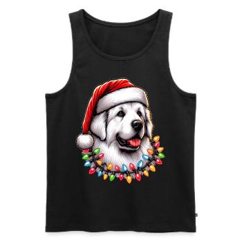 Chien des Pyrénées Chapeau de Père Noël - Débardeur bio Premium Homme - noir - Devant - Michal (187cm)