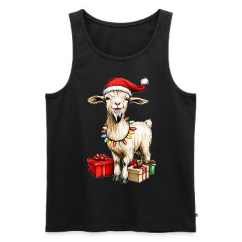 Chèvre Ferme Ferme Noël Chapeau Noël - Débardeur bio Premium Homme - noir - Devant - Michal (187cm)