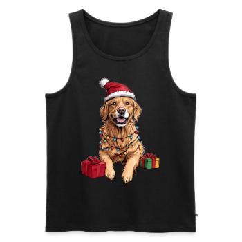 Golden Retriever Weihnachtsmütze Xmas - Männer Premium Bio Tank Top - Schwarz - Vorne - AI Model Male 178 light (178cm)