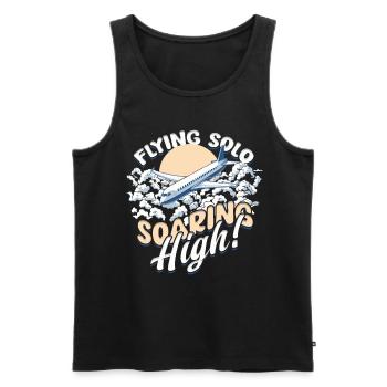 Erster Alleinflug Pilot Flying Solo Soaring High - Männer Premium Bio Tank Top - Schwarz - Vorne - AI Model Male 178 light (178cm)