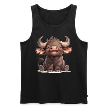 Buffalos Buffalo Büffel - Männer Premium Bio Tank Top - Schwarz - Vorne - AI Model Male 178 light (178cm)
