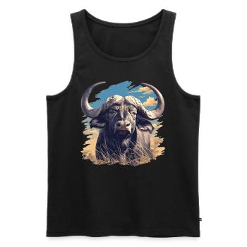 Buffalos Buffalo Büffel - Männer Premium Bio Tank Top - Schwarz - Vorne - AI Model Male 178 light (178cm)