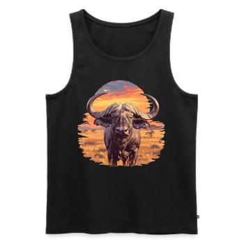 Buffalos Buffalo Büffel - Männer Premium Bio Tank Top - Schwarz - Vorne - AI Model Male 178 light (178cm)
