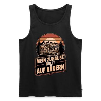 Zuhause Rollt Auf Rädern Wohnmobil Retro Camper - Männer Premium Bio Tank Top - Schwarz - Vorne - AI Model Male 178 light (178cm)