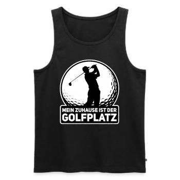 Golfer Zuhause Golfplatz Lustiger Spruch Golfen - Männer Premium Bio Tank Top - Schwarz - Vorne - Michal (187cm)