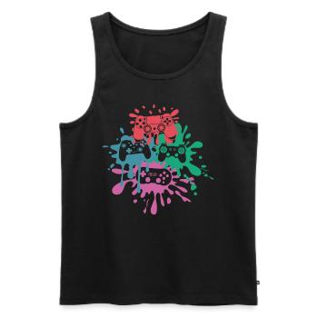 Pixel Controller – Retro Gaming Design - Men's Premium Organic Tank Top - black - Front - Michal (187cm)