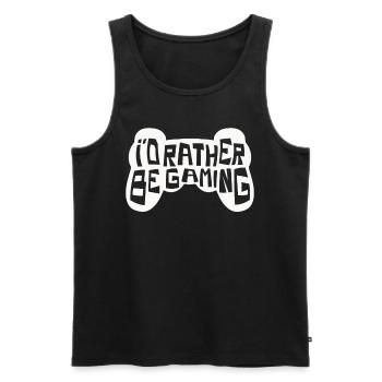 Lieber Zocken als alles andere – Gamer Spruch - Männer Premium Bio Tank Top - Schwarz - Vorne - Michal (187cm)
