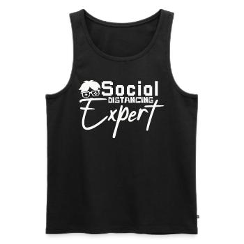 Experte im Social Distancing – Gamer Humor - Männer Premium Bio Tank Top - Schwarz - Vorne - Michal (187cm)