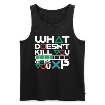 What doesn't kill you gives you XP – Motivation - Men's Premium Organic Tank Top - black - Front - Michal (187cm)