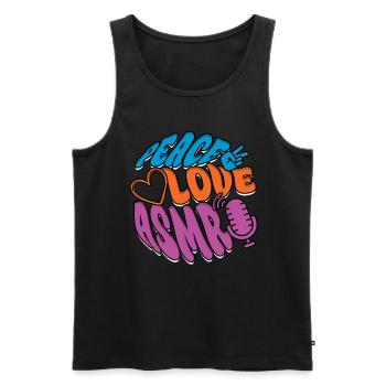 Peace Love ASMR - Men's Premium Organic Tank Top - black - Front - AI Model Male 178 light (178cm)